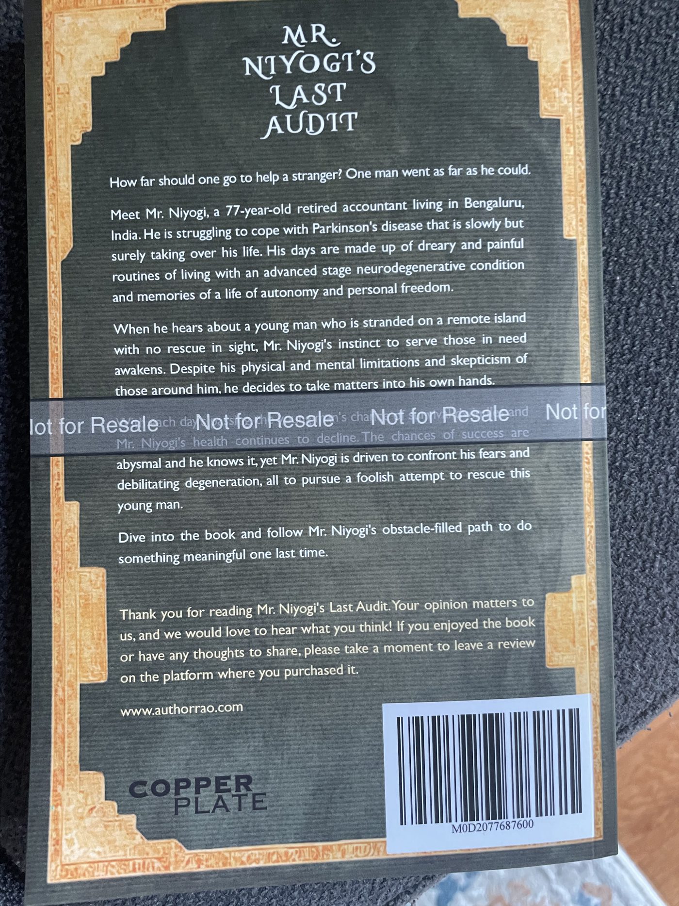 Back cover of the proof copy from KDP